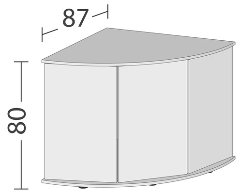 Illustration d''un meuble d''angle mesurant 87 centimètres sur 80 centimètres.
