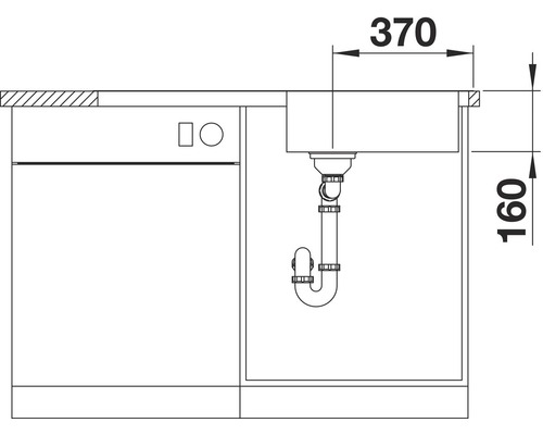 Schéma d''un évier avec dimensions