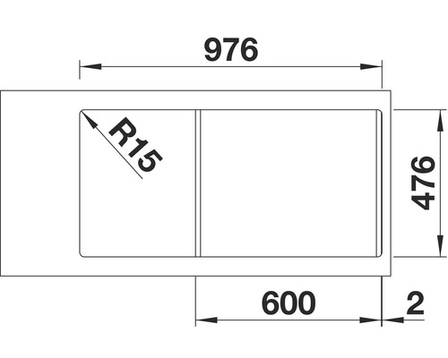Dessin technique d''un évier avec cotes