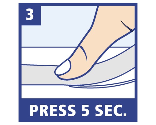 Étape d''instruction : Appuyer pendant cinq secondes