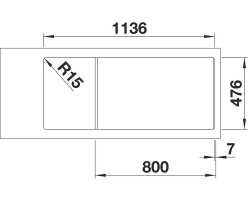 Schéma technique d''un évier avec dimensions