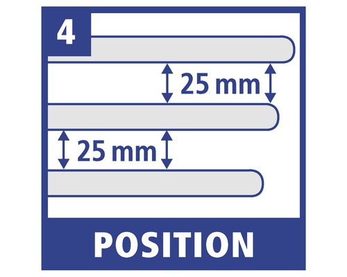 Informations de position avec un espacement de 25 millimètres