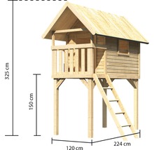 Cabane de jeux en bois avec des dimensions de 325 x 224 x 120 cm pour le jardin