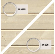Paroi en bois avec indication pour l''extérieur et l''intérieur