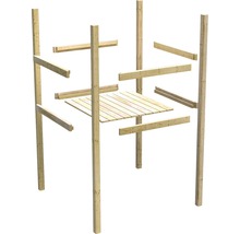 Construction en bois avec plateforme carrée pour abri de jardin ou projet similaire