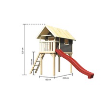 Maisonnette en bois avec toboggan et dimensions