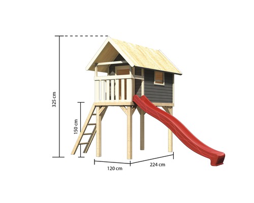 Maisonnette en bois avec toboggan et dimensions