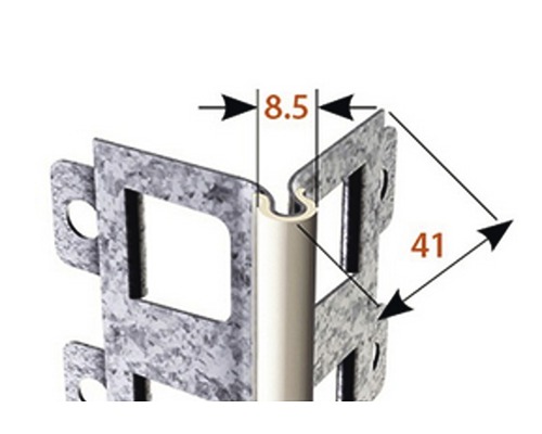 Profilé d''angle avec dimensions de 8,5 et 41 millimètres