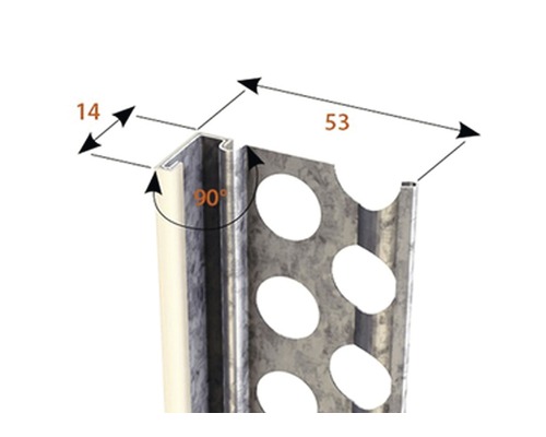 Vue détaillée d''un rail de profilé d''enduit avec dimensions