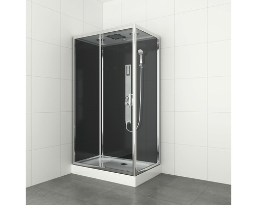 Duschkabine mit Duschkopf und Handbrause im Badezimmer