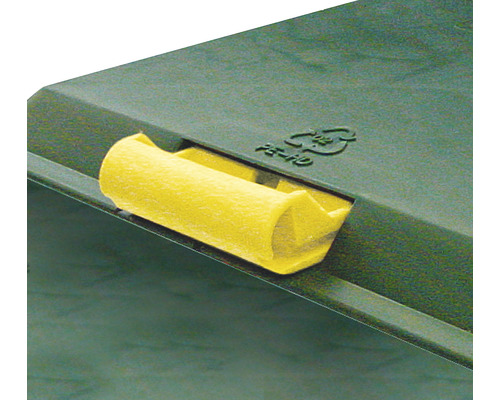 Vue détaillée d''une poubelle avec une fermeture jaune