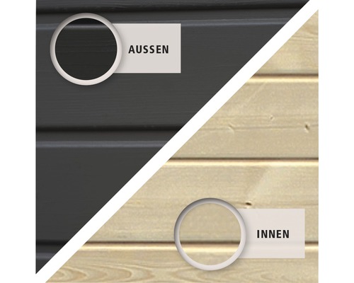 Holzfassade mit Darstellung der Aussen- und Innenseite