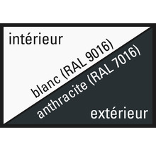 Domaine d''application intérieur blanc RAL 9016 et extérieur anthracite RAL 7016