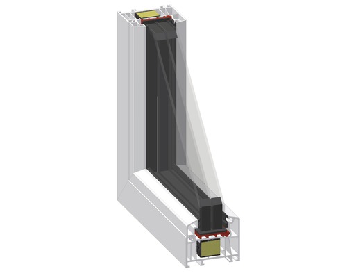 Coupe transversale d''un cadre de fenêtre en plastique
