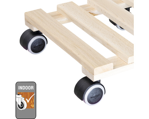 Chariot à plantes en bois avec roulettes pour l''intérieur