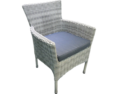 Chaise de jardin Liverpool rotin synthétique gris-blanc