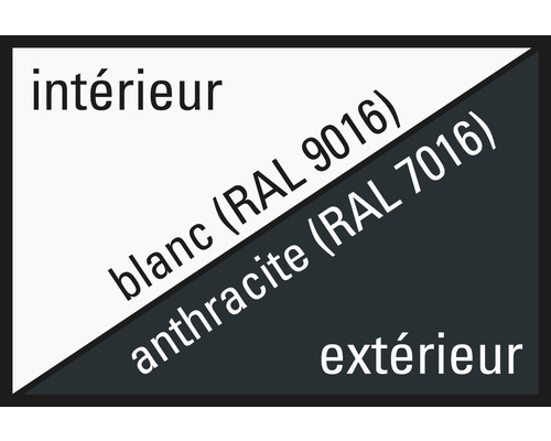 Domaine d''application intérieur et extérieur, teinte blanc RAL 9016 et anthracite RAL 7016
