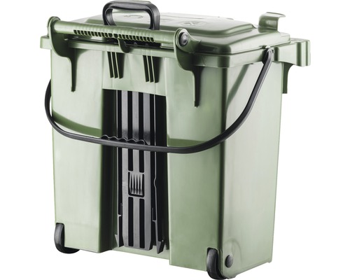 Poubelle à compost avec couvercle, poignée et roues