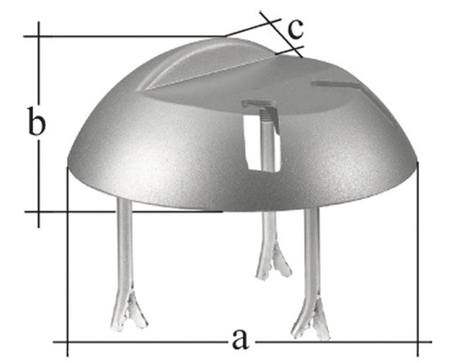 Capuchon en plastique avec indications de taille a, b et c