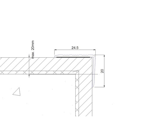Dessin technique d''un profilé de bordure avec dimensions