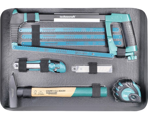 Technocraft Werkzeugset mit Hammer, Säge, Messband und Cuttermesser