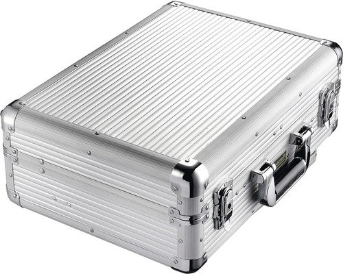 Silberfarbener Werkzeugkoffer aus Aluminium