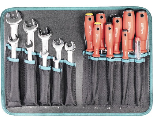 Technocraft Werkzeugset mit Schraubenschlüsseln und Schraubendrehern in einer Tasche