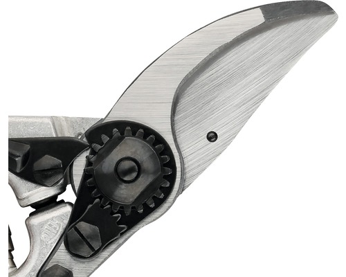 Gros plan sur un sécateur à engrenages