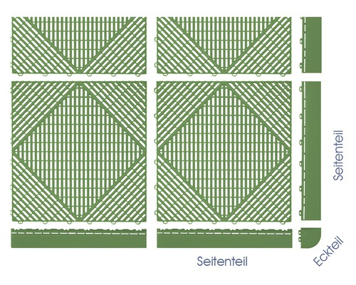 Klickfliesen System mit Seiten- und Eckteil