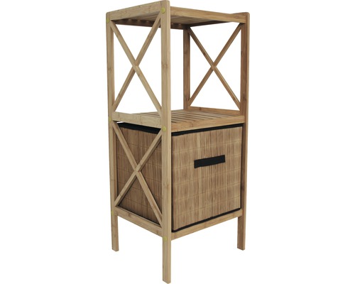 Badezimmerregal aus Bambus mit einem Korb zur Aufbewahrung