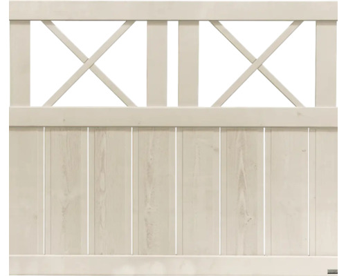 Portail en bois avec motif décoratif en forme de X