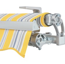 SOLUNA Gelenkarmmarkise Concept 3,5x2,5 Stoff Dessin 6292 Gestell Silber E6EV1 eloxiert Antrieb rechts inkl. Motor und Wandschalter