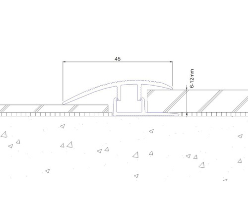 Dessin d''un profilé de transition avec des dimensions de 45 millimètres et 6 à 12 millimètres