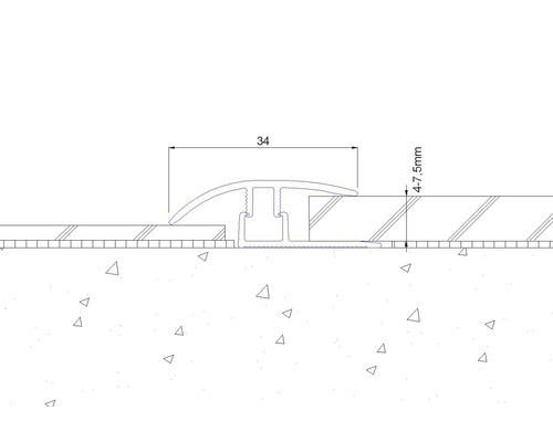 Technische Zeichnung eines Übergangsprofils mit Breitenangabe.