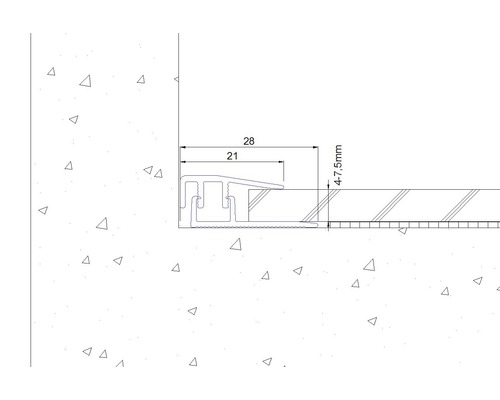 Technische Zeichnung eines Profils mit Maßangaben