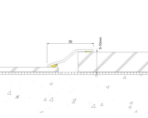 Zeichnung eines Übergangsprofils mit Massangaben