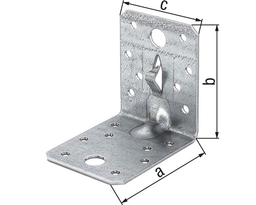 Connecteur d''angle avec dimensions a, b et c