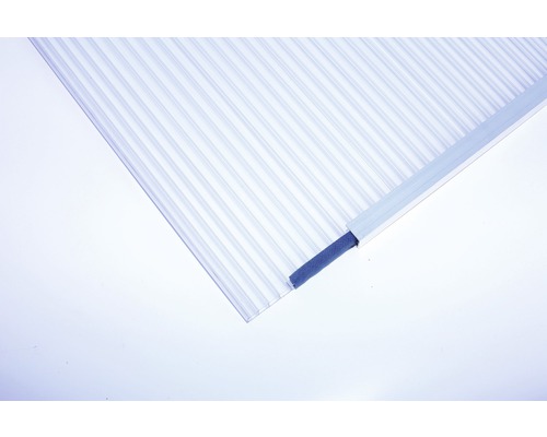Polycarbonatplatte mit Alu-Abschlussprofil und Dichtband