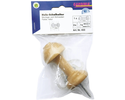 Gardinia Holzschalhalter Set mit Schrauben und Haken zur Montage