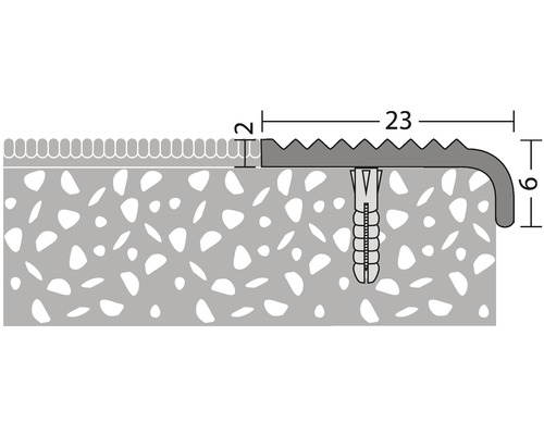 Abbildung einer Treppenkantenprofil-Zeichnung mit Massangaben