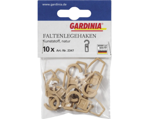 Gardinia Faltenlegehaken aus Kunststoff, 10 Stück