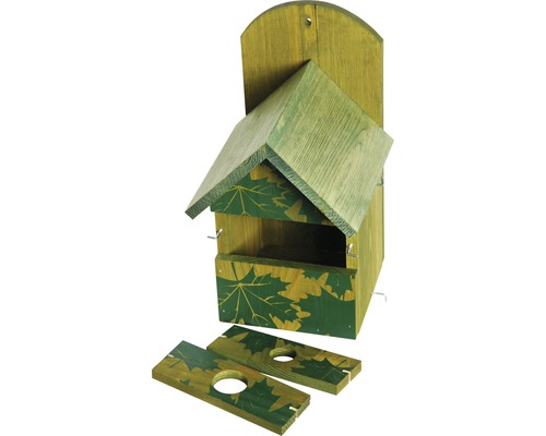 Holz Vogelhaus mit Ahornblatt Muster