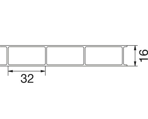 Schéma d''un profilé de dimensions 16 x 32