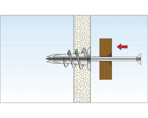 Illustration du montage d''une cheville pour plaques de plâtre dans un mur