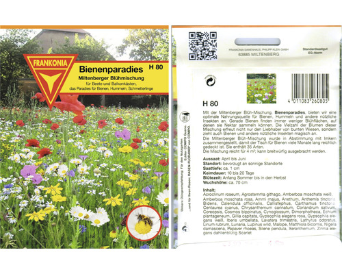 Bienenparadies Blumensamenpackung für Beete und Balkonkästen