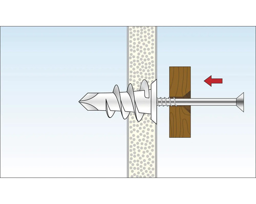 Illustration eines Metallspreizdübels in einer Wand