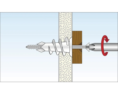 Illustration einer Trockenbauwandbefestigung mit Schraube und Schraubendreher