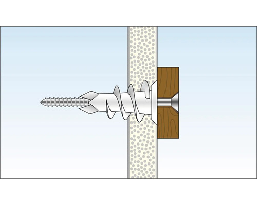 Illustration einer Trockenbaudübelbefestigung in einer Wand
