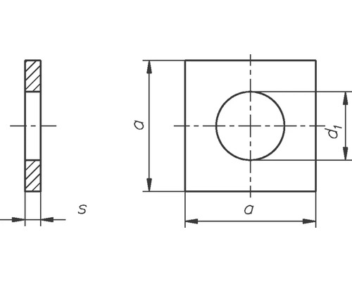 Dessin technique d''une rondelle carrée avec dimensions