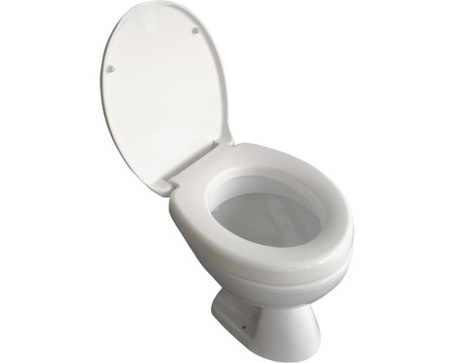 Toilettes sur pied avec couvercle de toilette ouvert